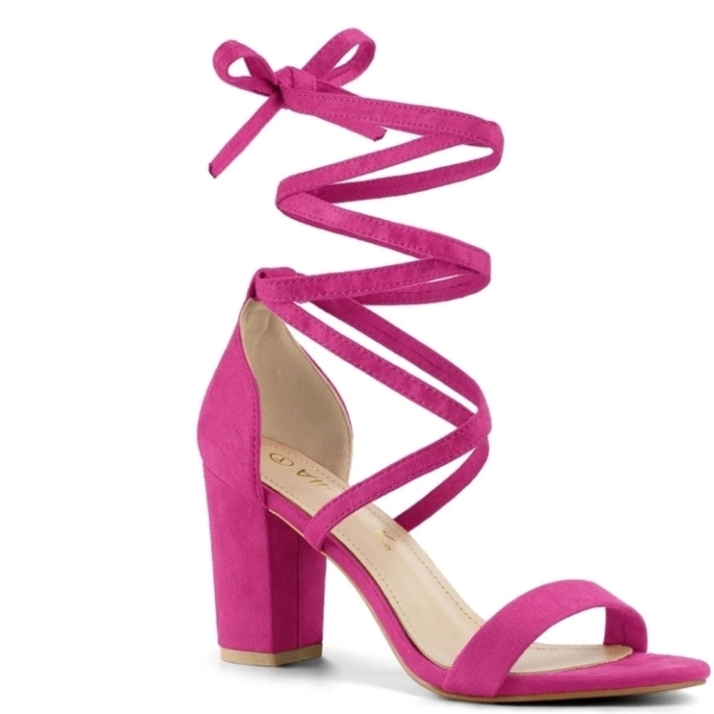 Pink Suede Strappy Heels